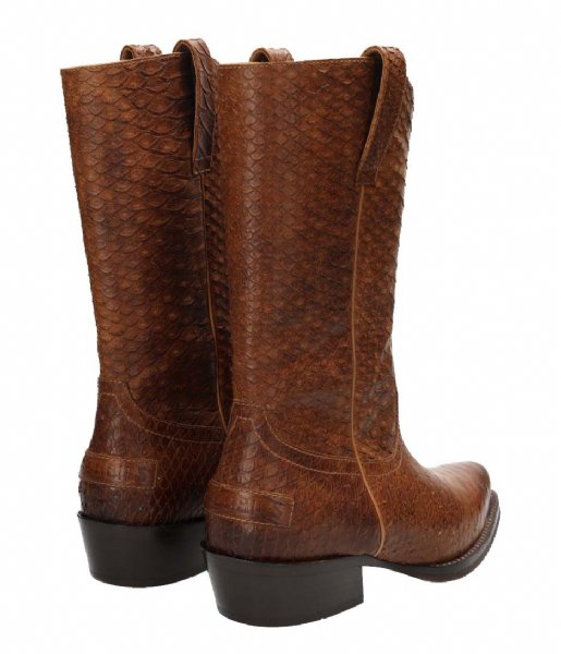 Shabbies  Western Boot Anaconda Printed Leather Cognac (2004)